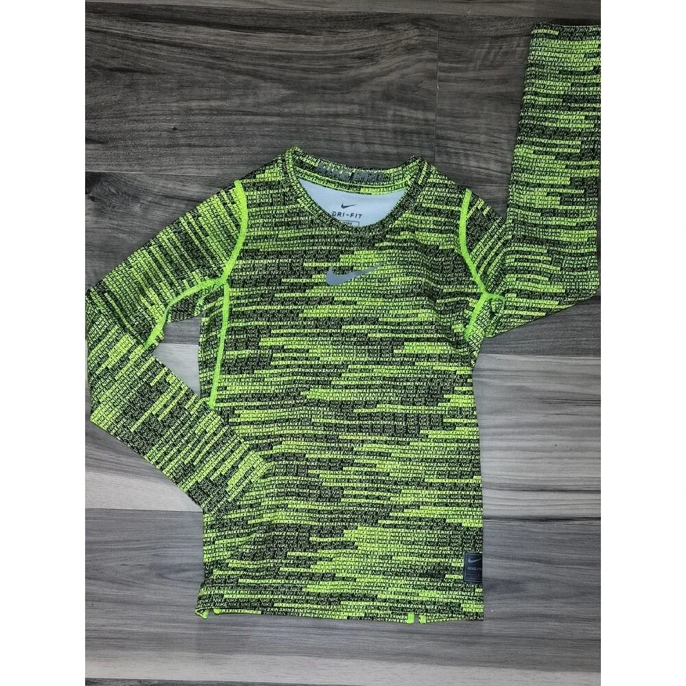 Nike Kids Neon Green & Black Long Sleeve Swim Rashguard